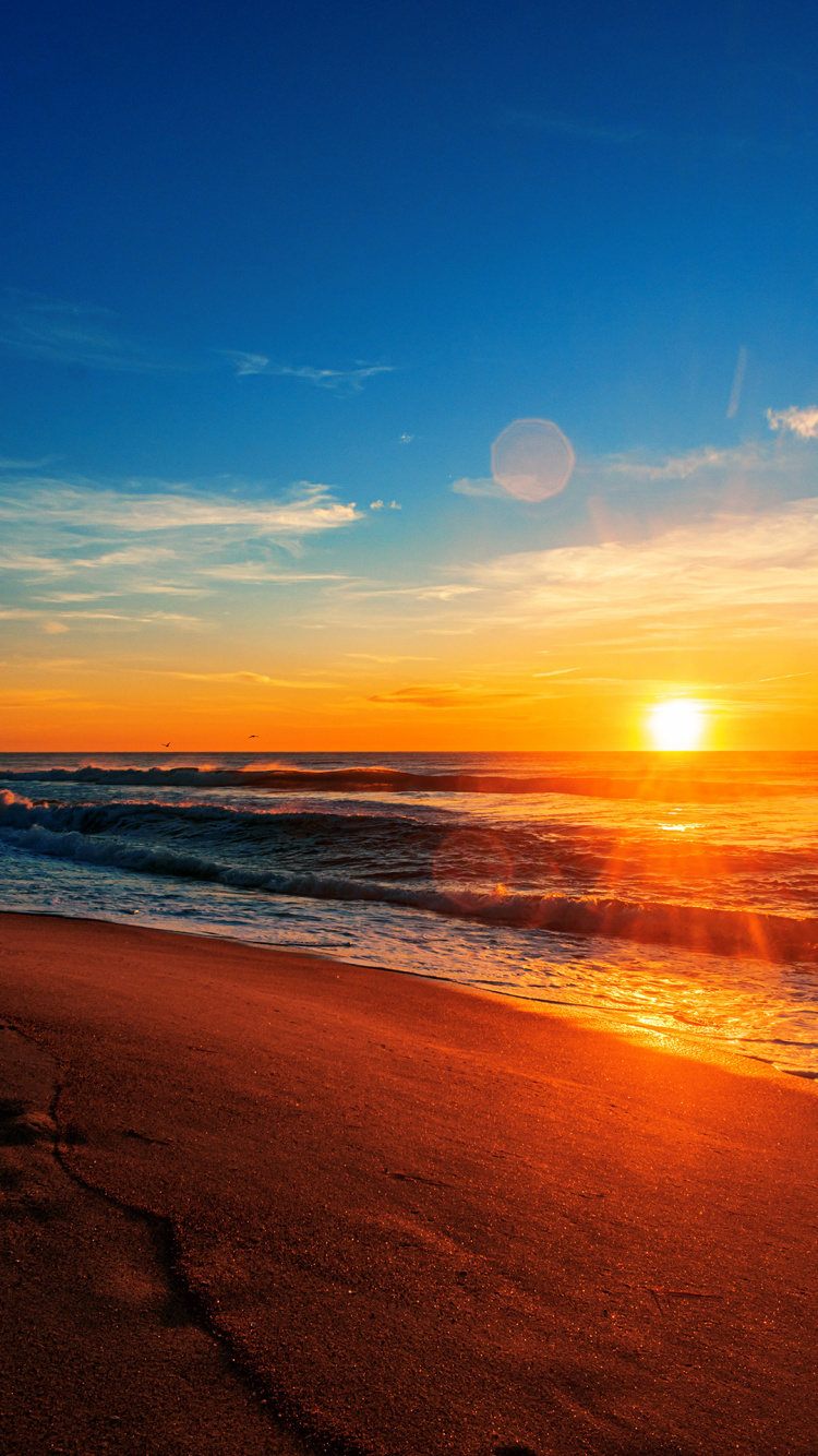 Обои Южный пляж, пляж, закат, вода, облако в разрешении 750x1334