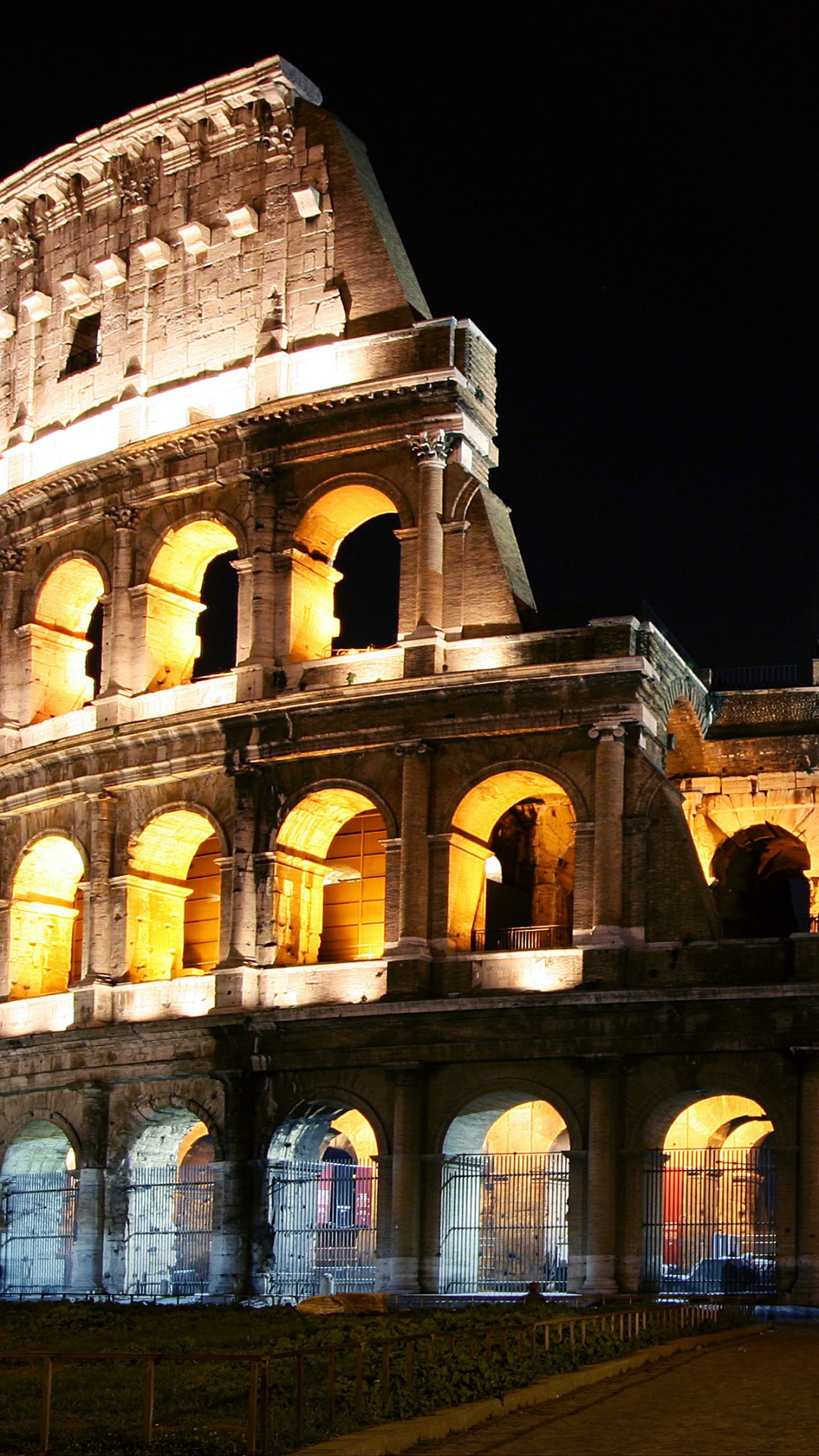 Обои Колизей, развалины, Древний Рим, ориентир, ночь в разрешении 1080x1920
