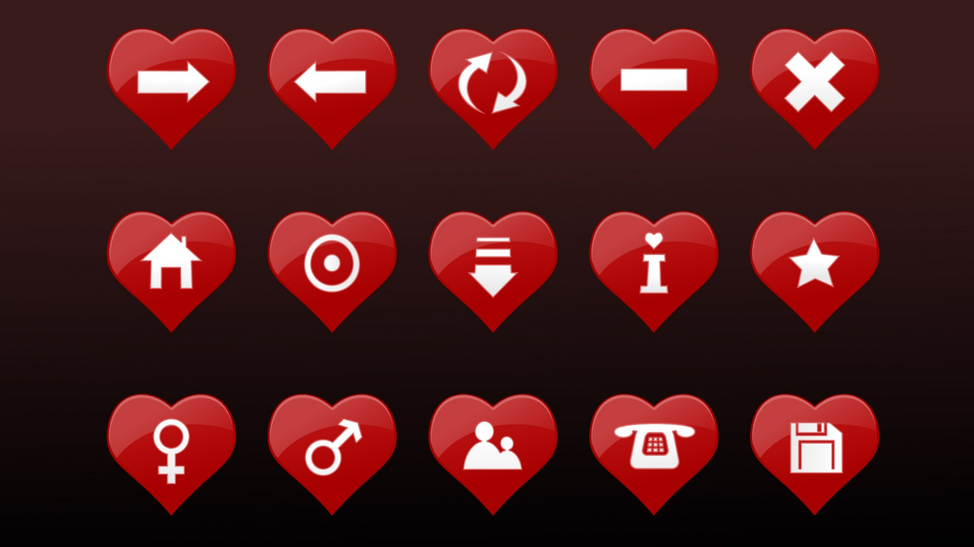 Обои сердце, красный цвет, День Святого Валентина, любовь, значок в разрешении 1366x768