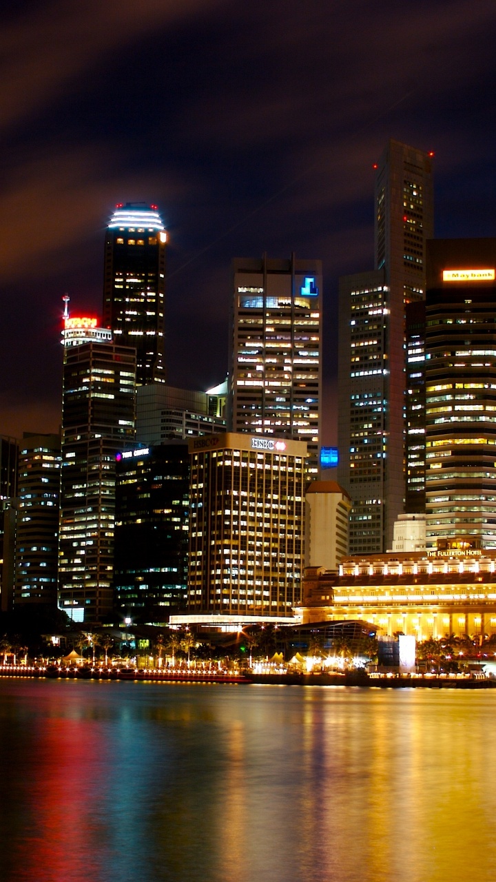 Обои город, ночь, городской пейзаж, метрополия, линия горизонта в разрешении 720x1280