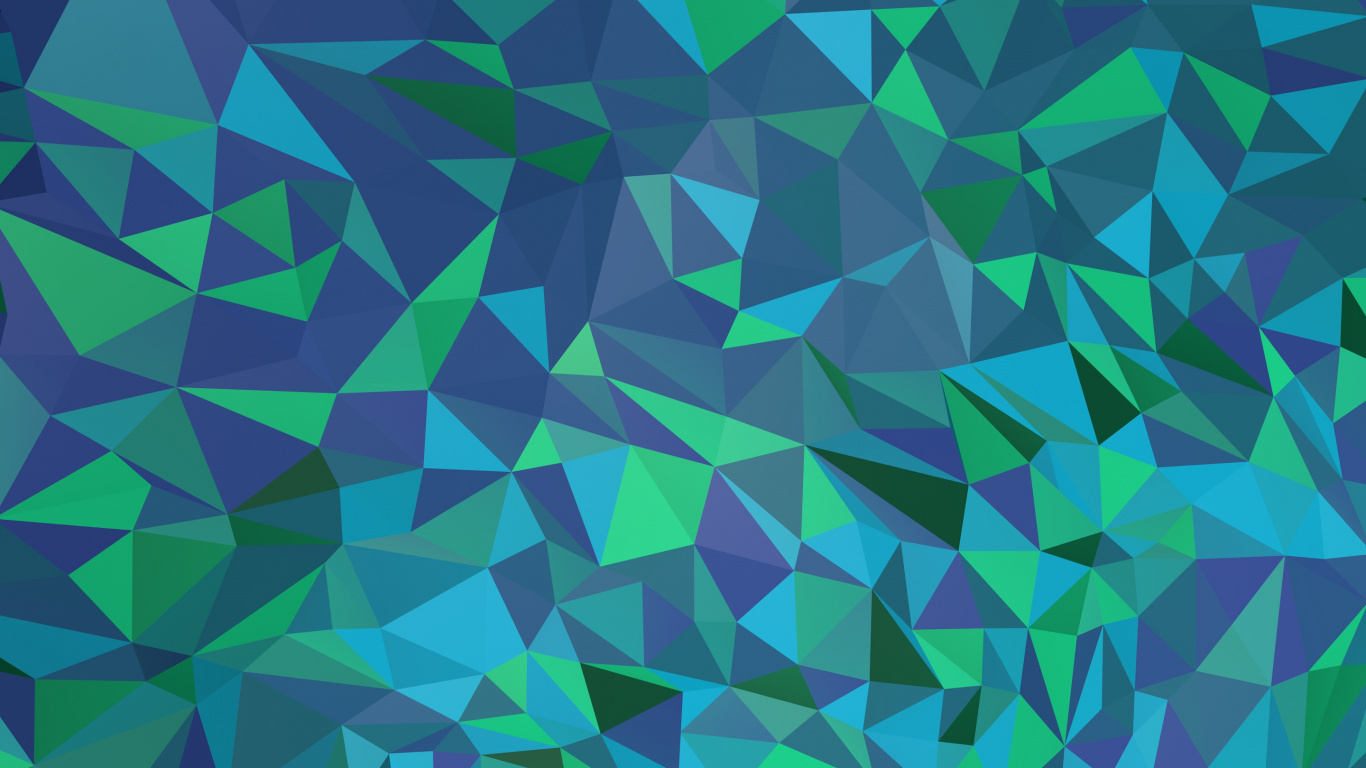 Обои полигон, Низкий поли, зеленый, узор, дизайн в разрешении 1366x768