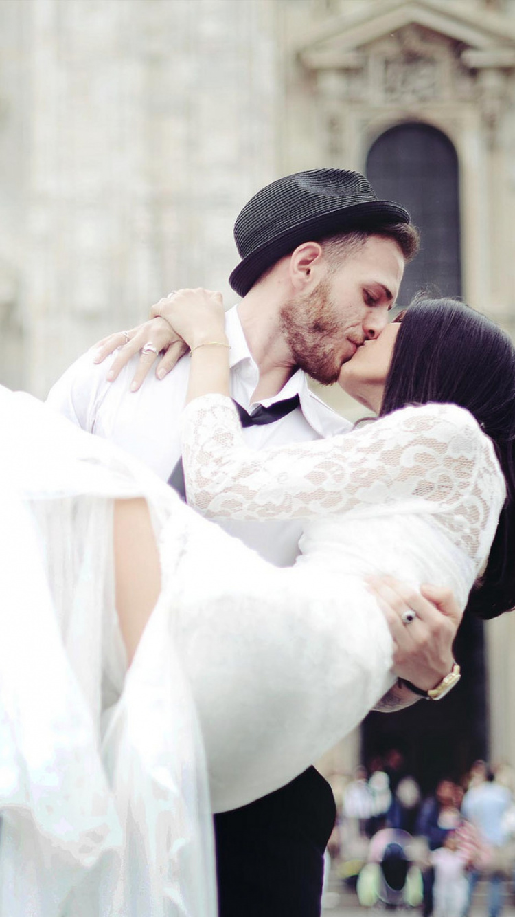 Обои свадьба, пара, белые, событие, Счастлив в разрешении 750x1334