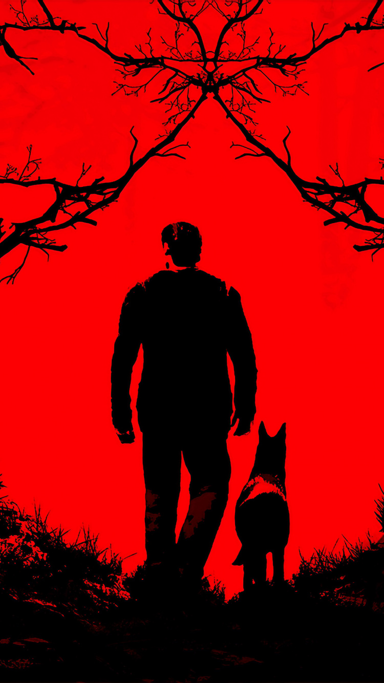 Обои красный цвет, текст, дерево, обложка альбома, темнота в разрешении 750x1334