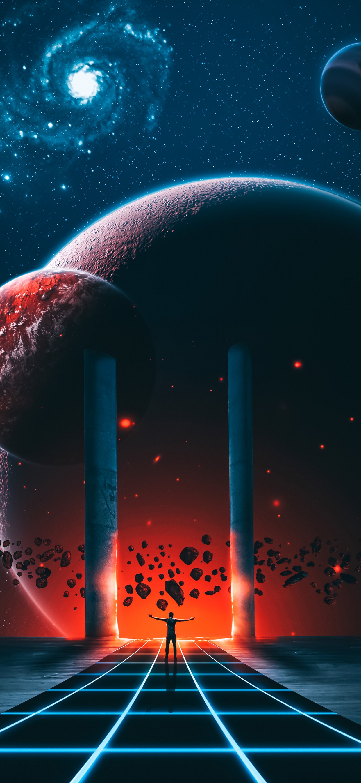 Обои Галактика, постер, Displate, арт, плакат планета в разрешении 1242x2688