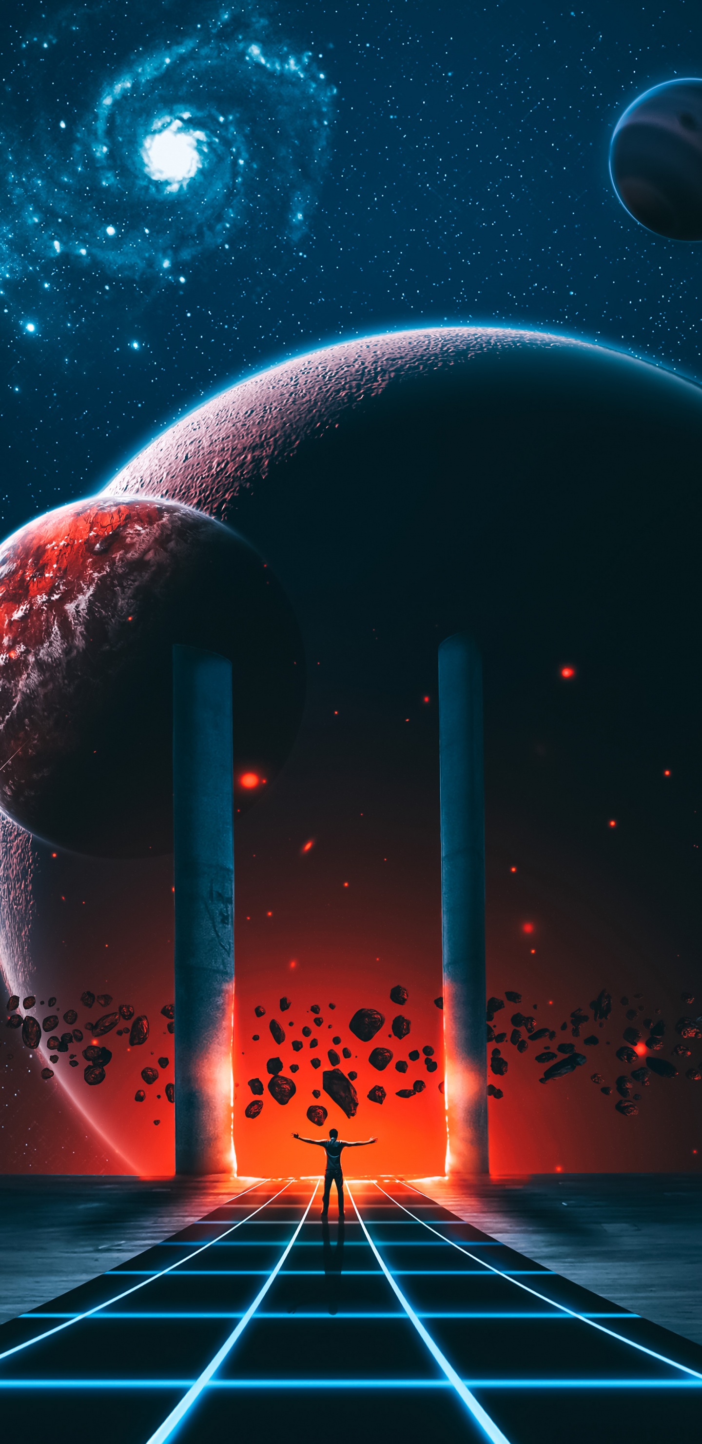 Обои Галактика, постер, Displate, арт, плакат планета в разрешении 1440x2960