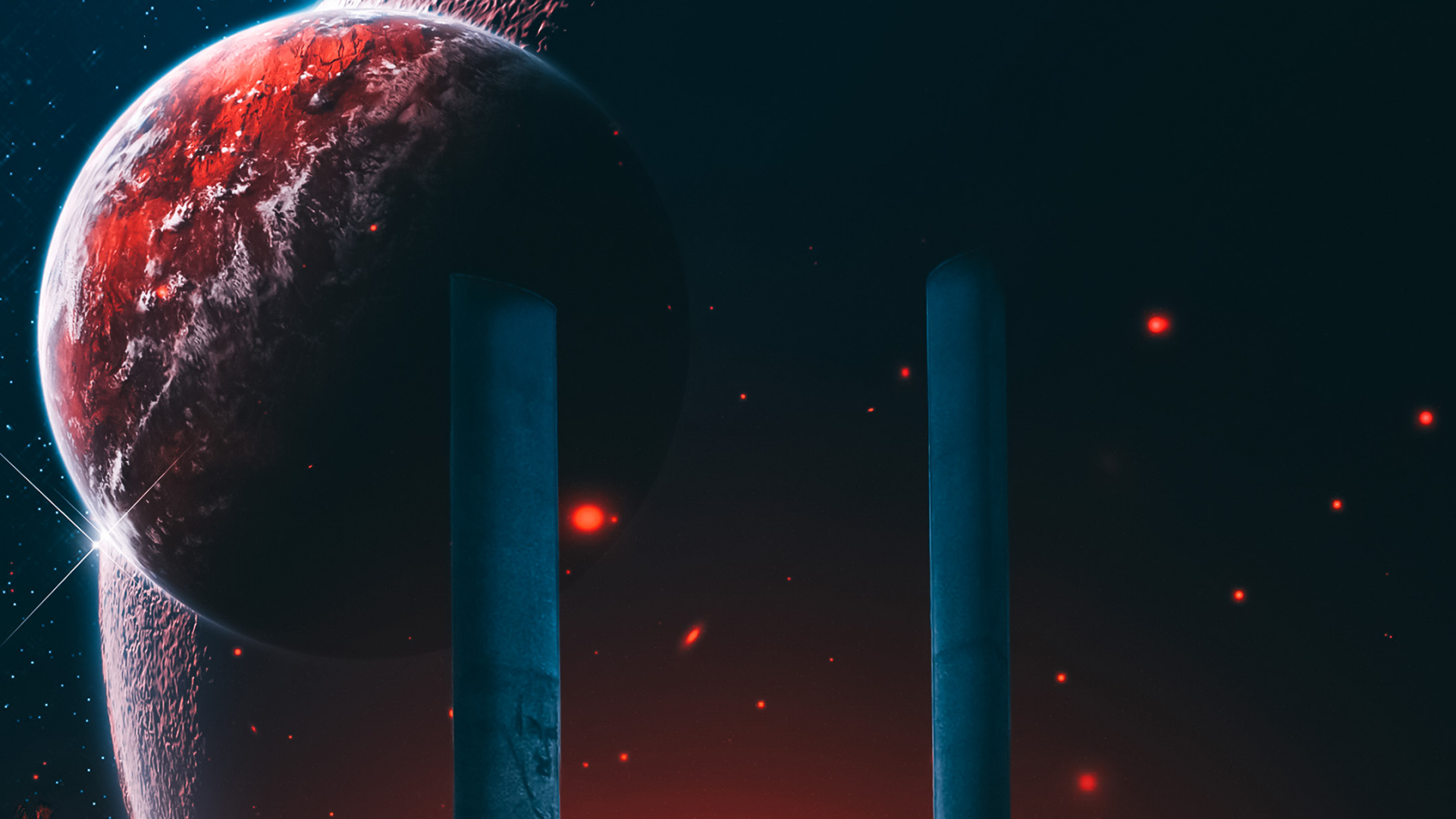 Обои Галактика, постер, Displate, арт, плакат планета в разрешении 1920x1080