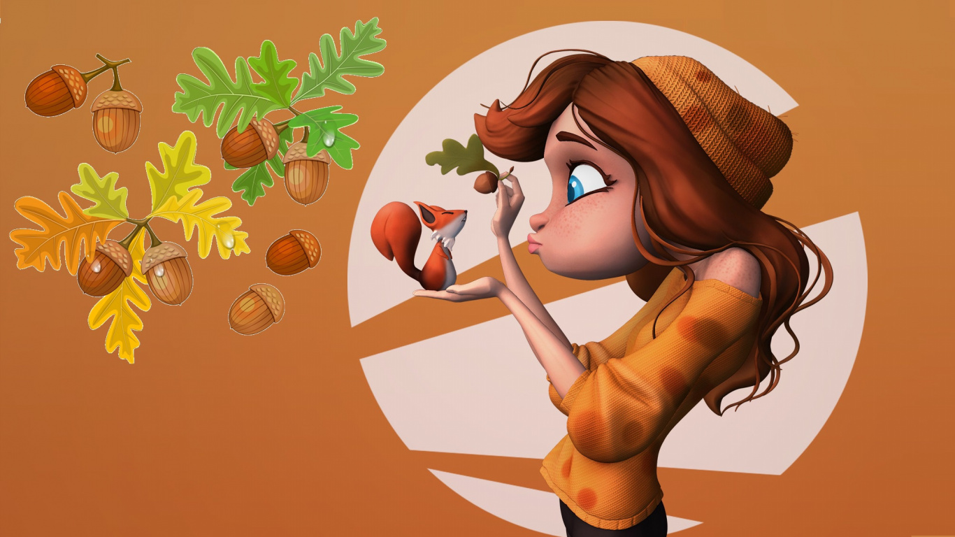 Обои арт, мультфильм, мультик, иллюстрация, дерево в разрешении 1366x768