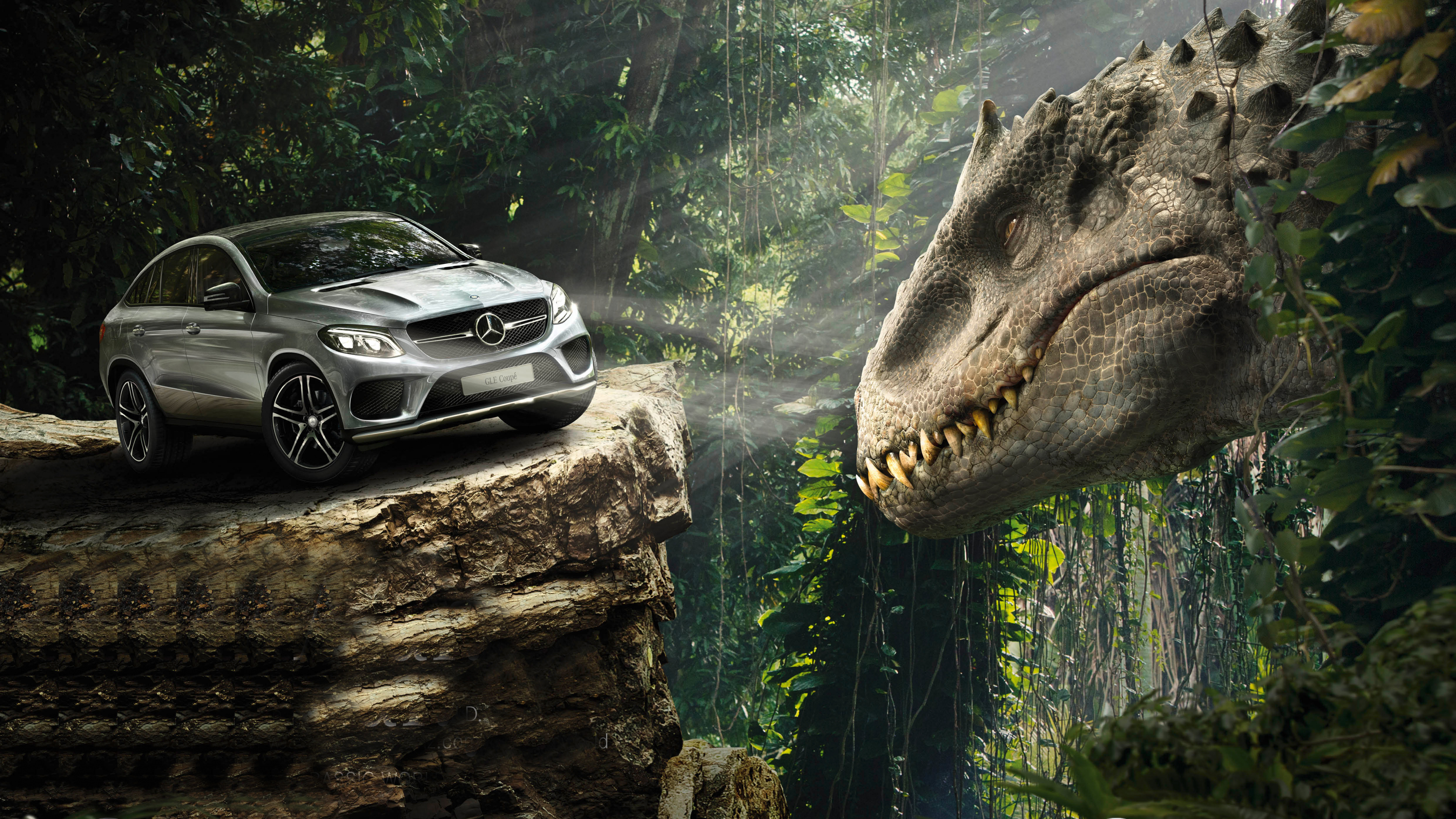 Обои парк юрского периода, авто, дерево, компактный автомобиль, семейный автомобиль в разрешении 3840x2160