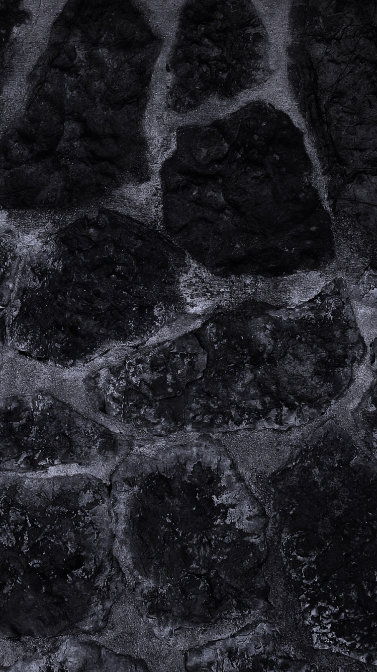 Обои кирпич, пиксель, стена, черный, узор в разрешении 750x1334