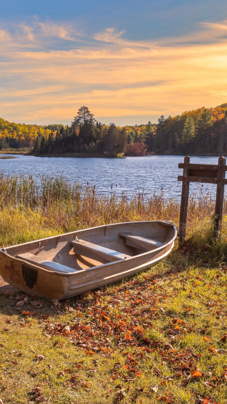Обои вода, облако, лодка, растение, гидроресурсы в разрешении 750x1334