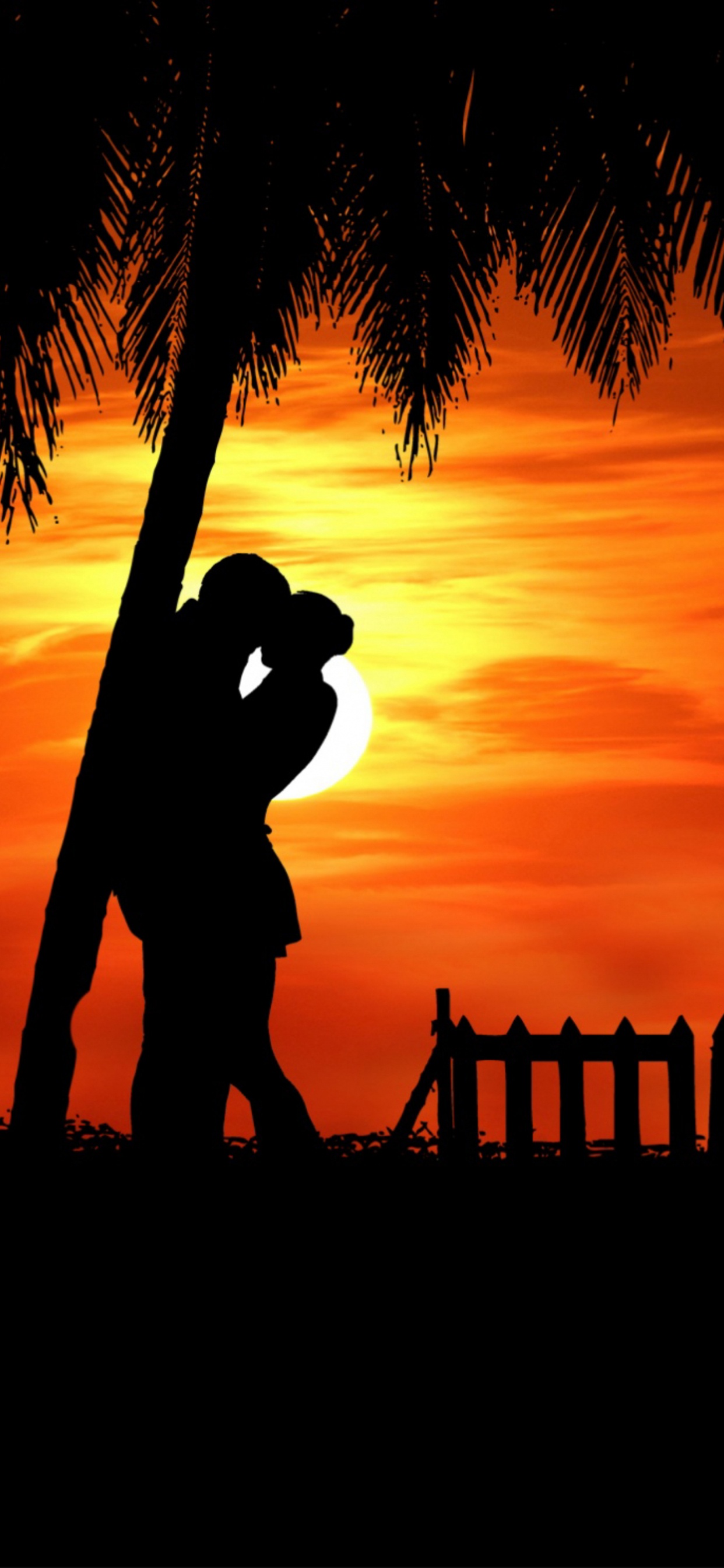 Обои завод, дерево, восход солнца, вечер, небо в разрешении 1242x2688