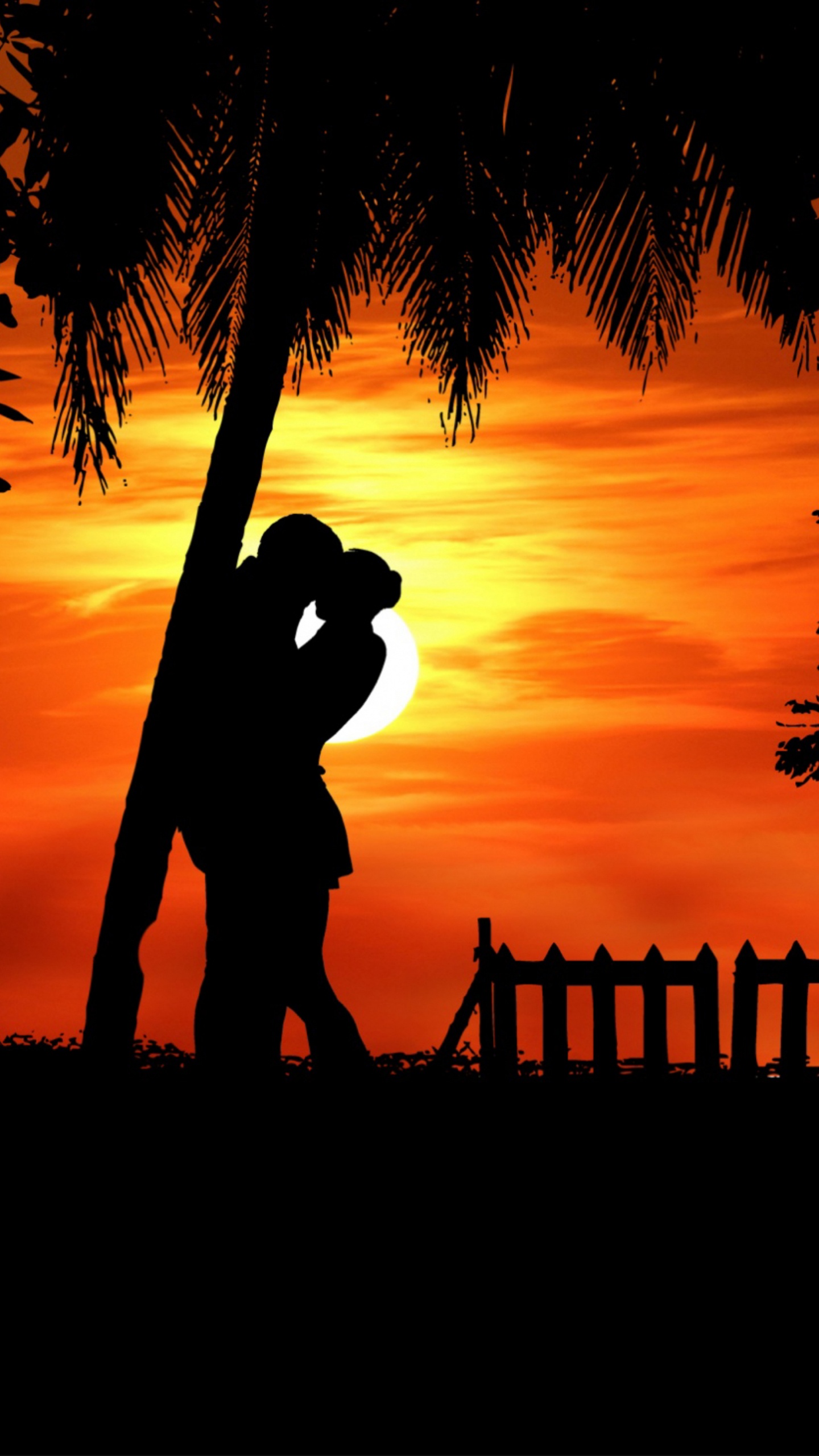 Обои завод, дерево, восход солнца, вечер, небо в разрешении 1440x2560