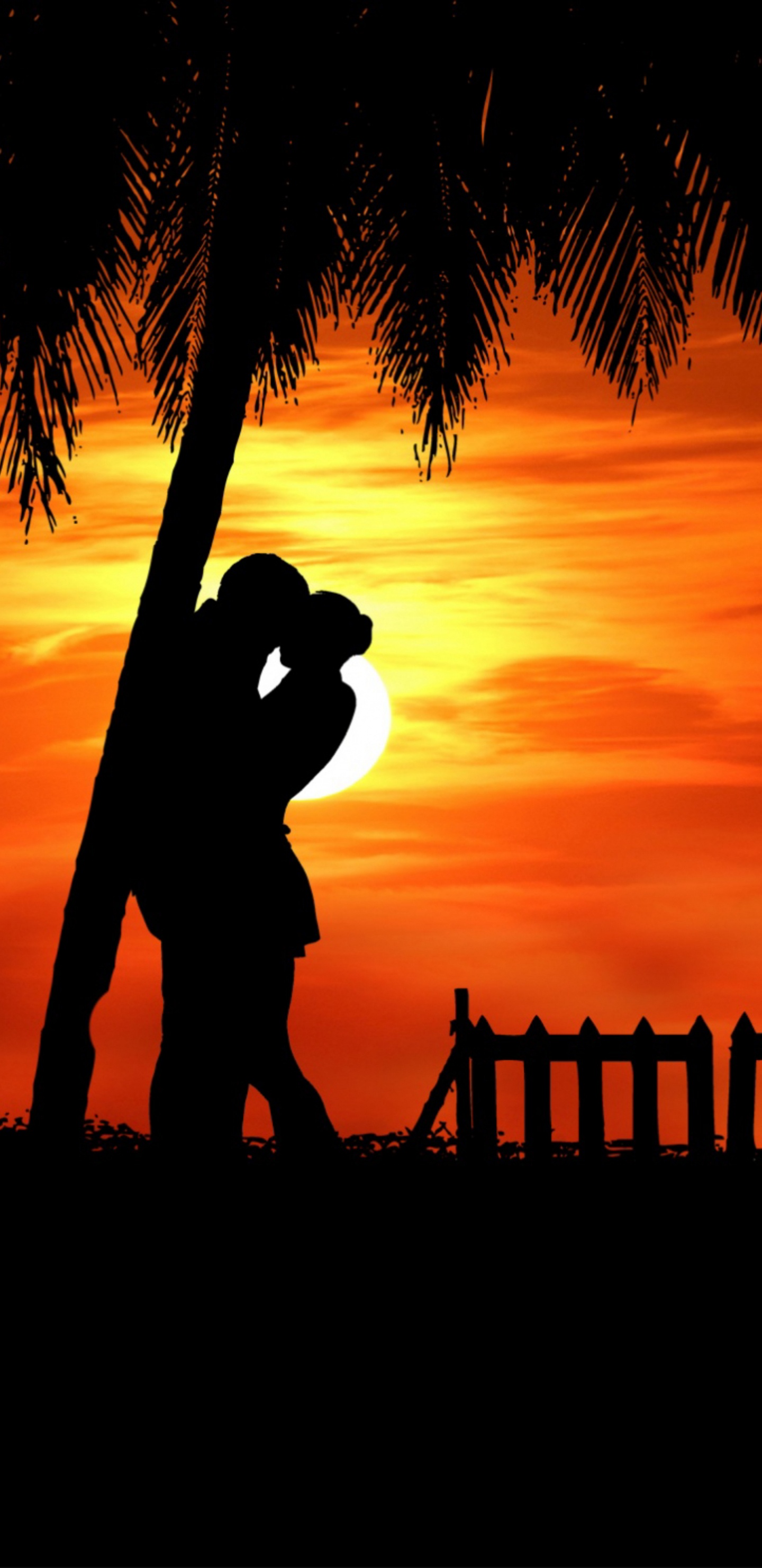 Обои завод, дерево, восход солнца, вечер, небо в разрешении 1440x2960