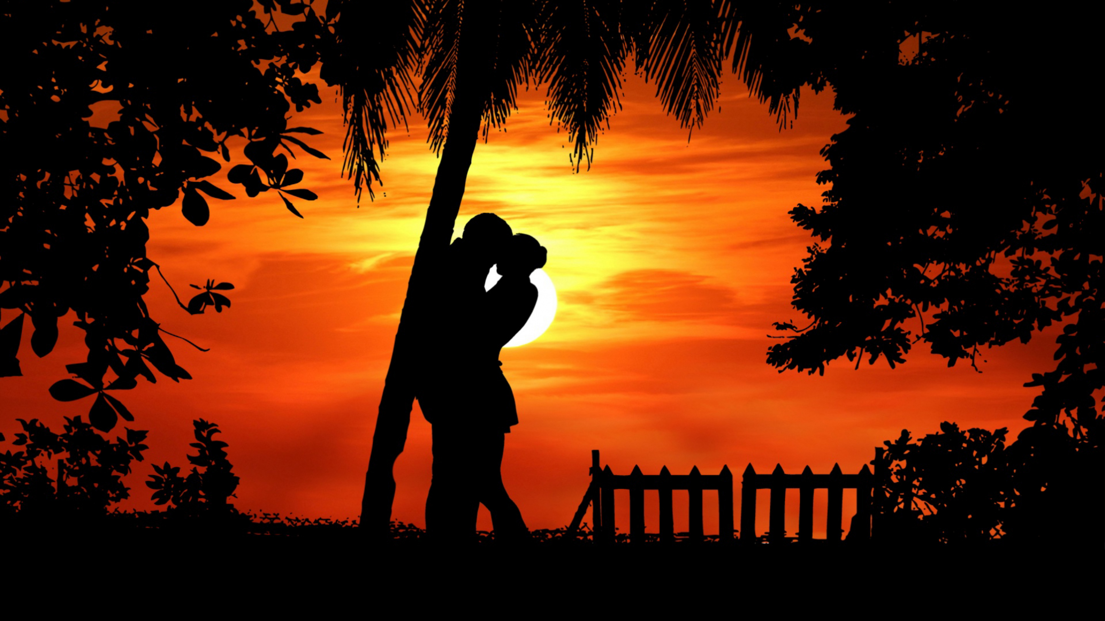 Обои завод, дерево, восход солнца, вечер, небо в разрешении 3840x2160