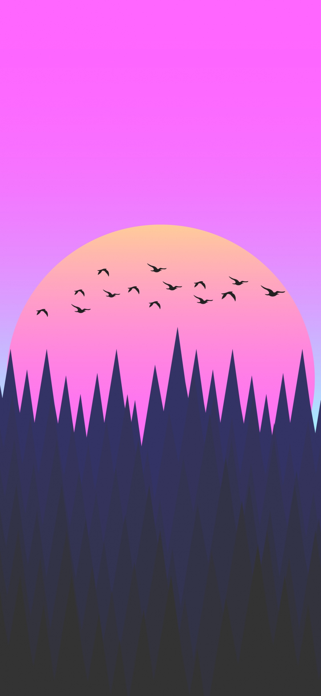 Обои минимализм, пурпур, розовый, пурпурный цвет, Фиолетовый в разрешении 1125x2436