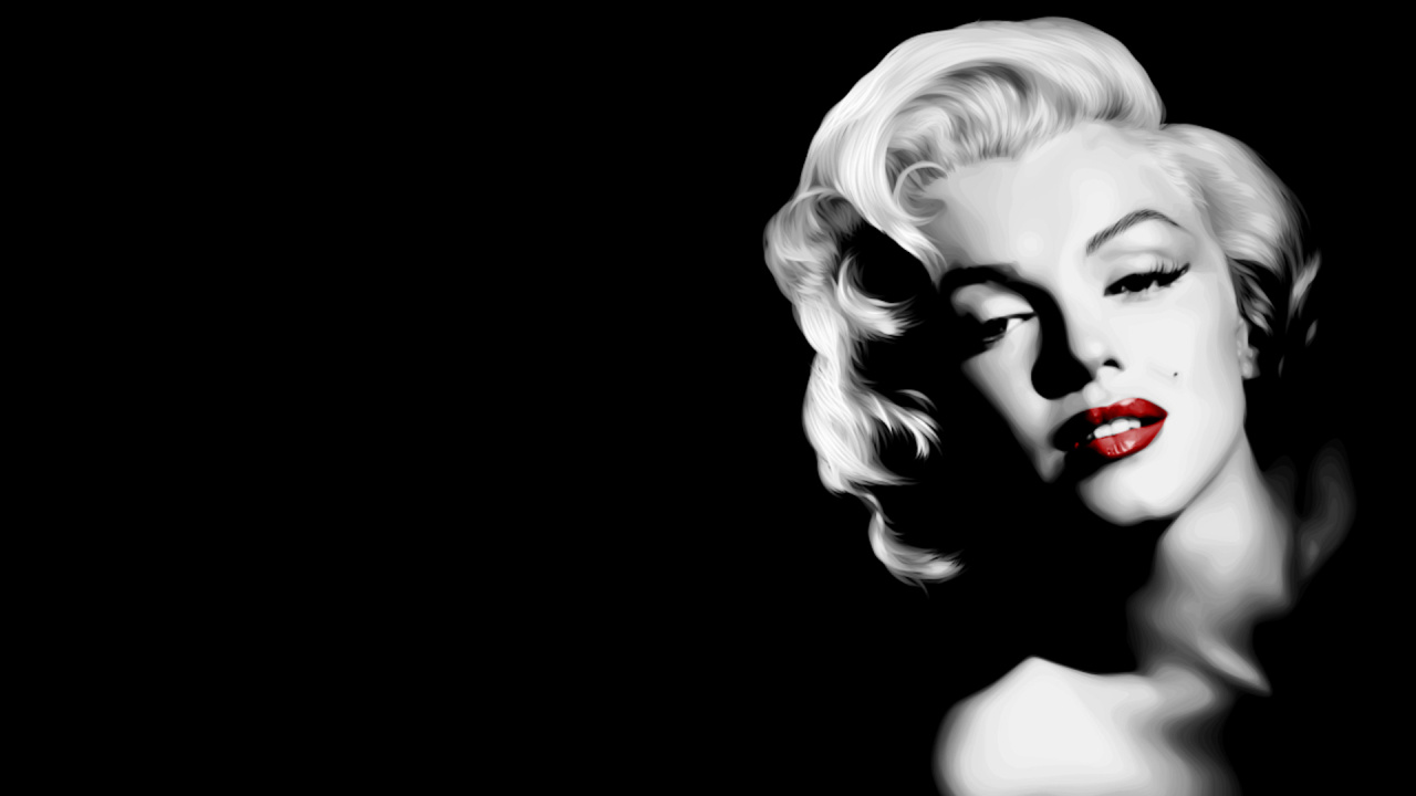 Обои Мэрилин Монро, голова, красота, губа, монохромный в разрешении 1280x720
