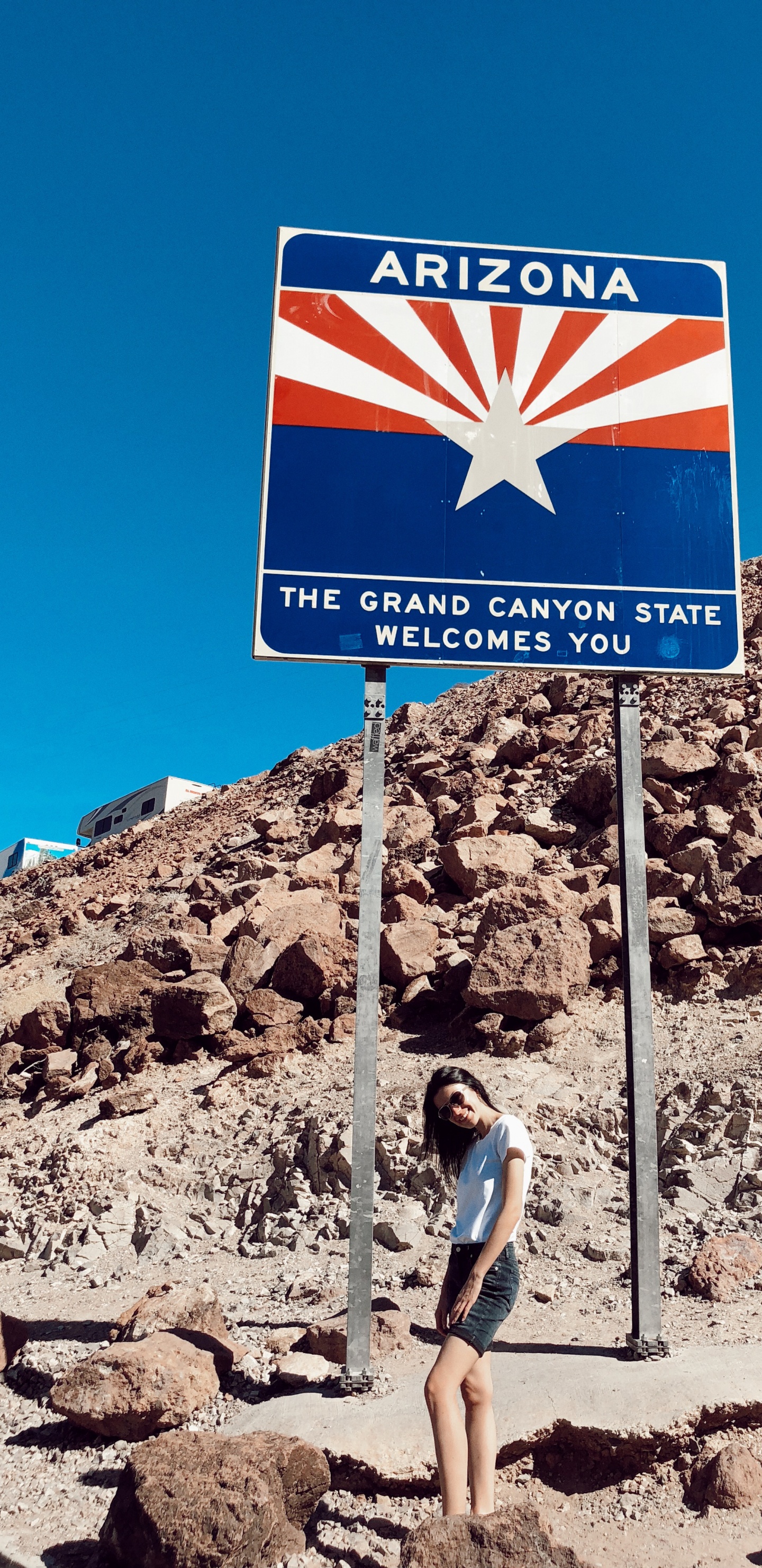 Обои Аризона, Невада, добро пожаловать в знак Аризоны, путешествие, горный хребет в разрешении 1440x2960