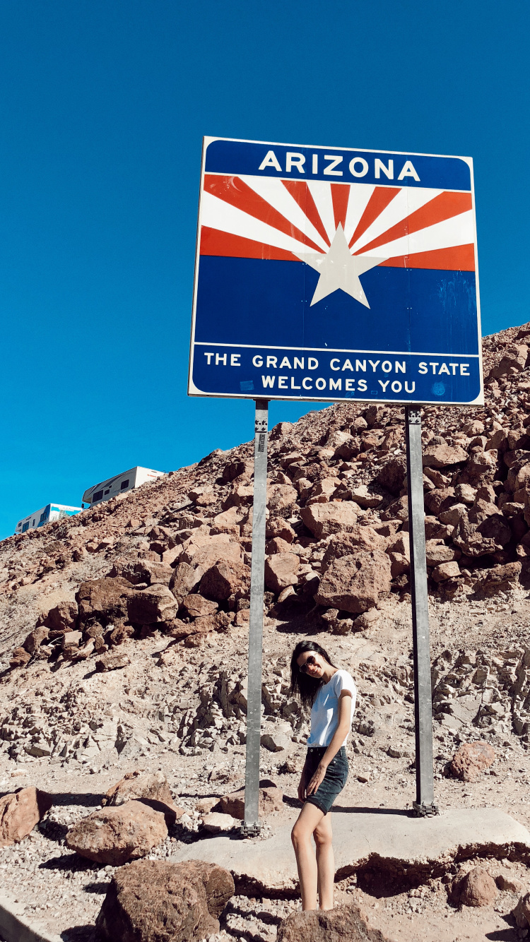 Обои Аризона, Невада, добро пожаловать в знак Аризоны, путешествие, горный хребет в разрешении 750x1334