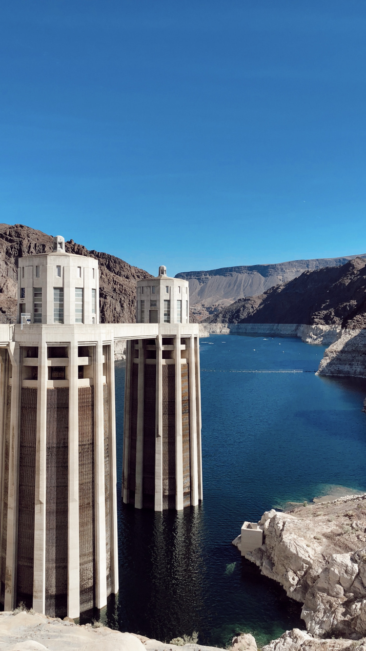 Обои плотина Гувера, гидроресурсы, водохранилище, вода, водоем в разрешении 750x1334