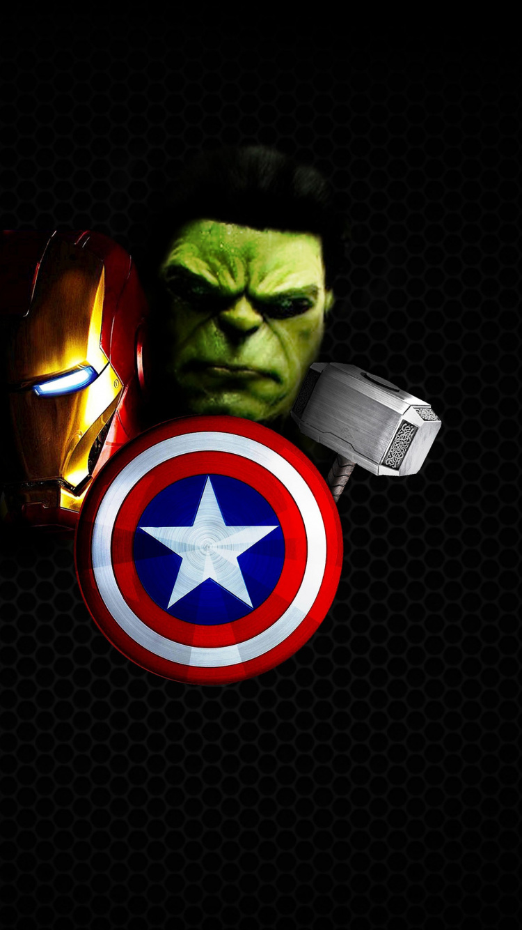 Обои супергерой, лого, графика, marvel, мстители в разрешении 750x1334