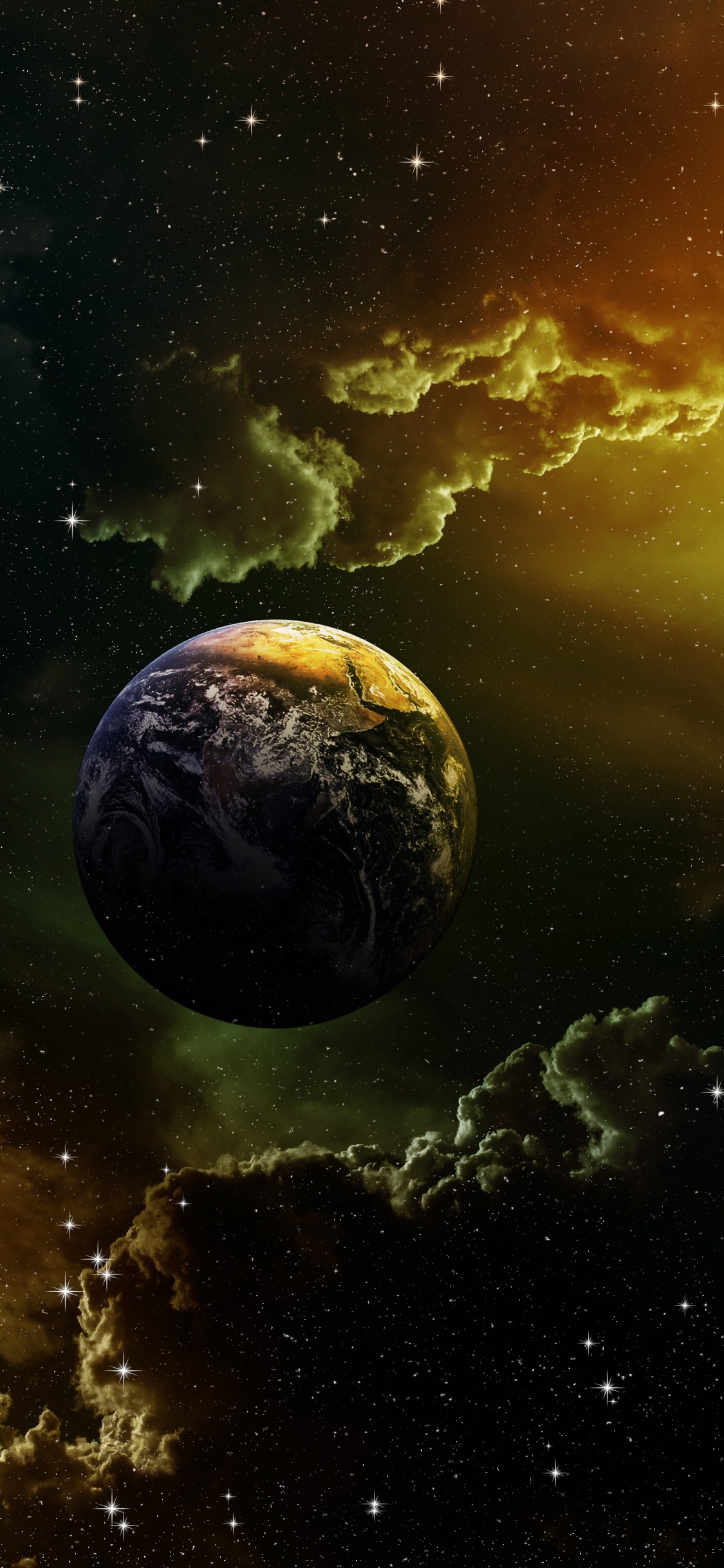 Обои земля, планета, Галактика, космос, космическое пространство в разрешении 1125x2436