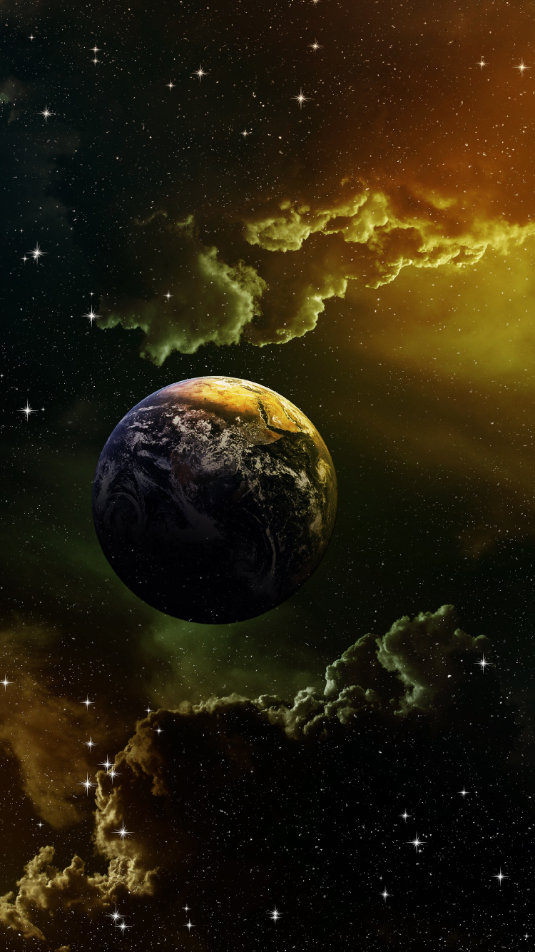 Обои земля, планета, Галактика, космос, космическое пространство в разрешении 750x1334