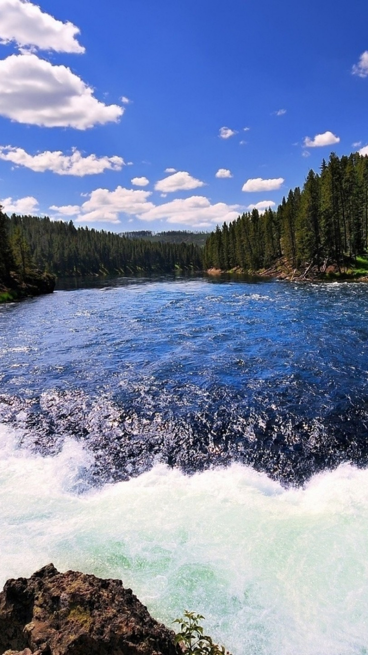 Обои Река Йеллоустон, национальный парк, парк, гидроресурсы, природа в разрешении 750x1334