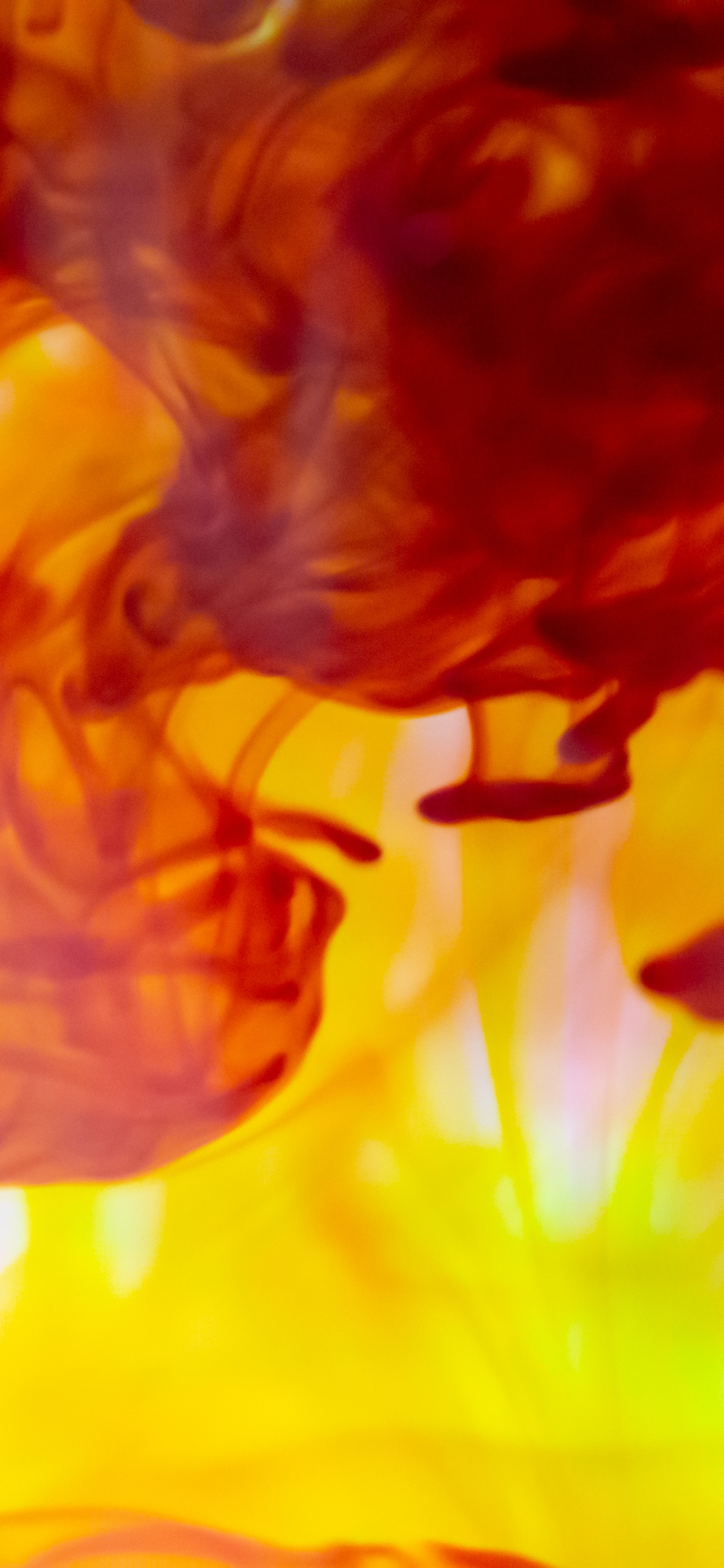 Обои чернила, Апельсин, красный цвет, желтый, пламя в разрешении 1125x2436