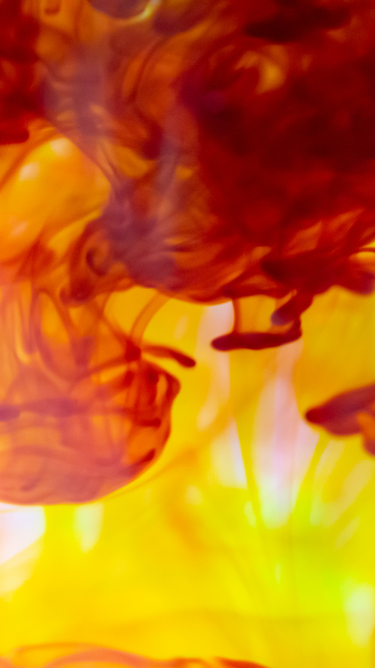 Обои чернила, Апельсин, красный цвет, желтый, пламя в разрешении 750x1334