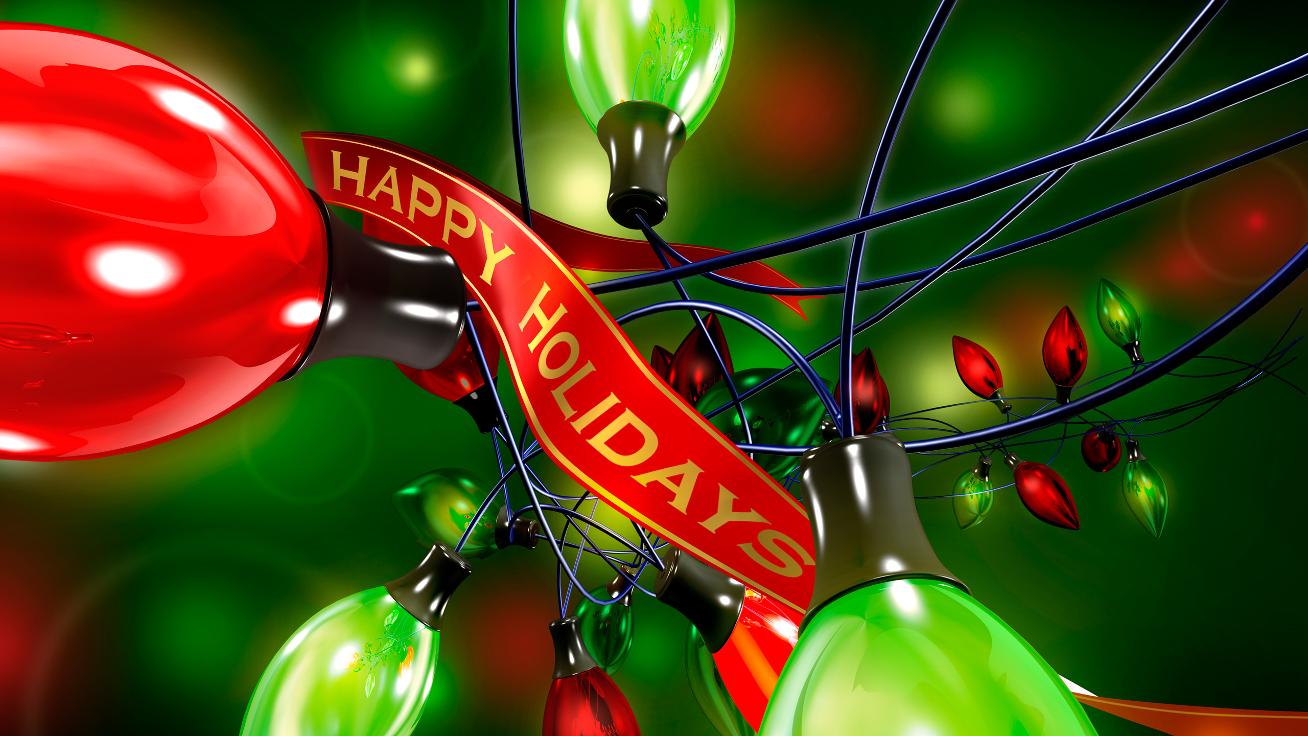 Обои дата рождения, зеленый, красный цвет, рождественский орнамент, Рождественские украшения в разрешении 2560x1440
