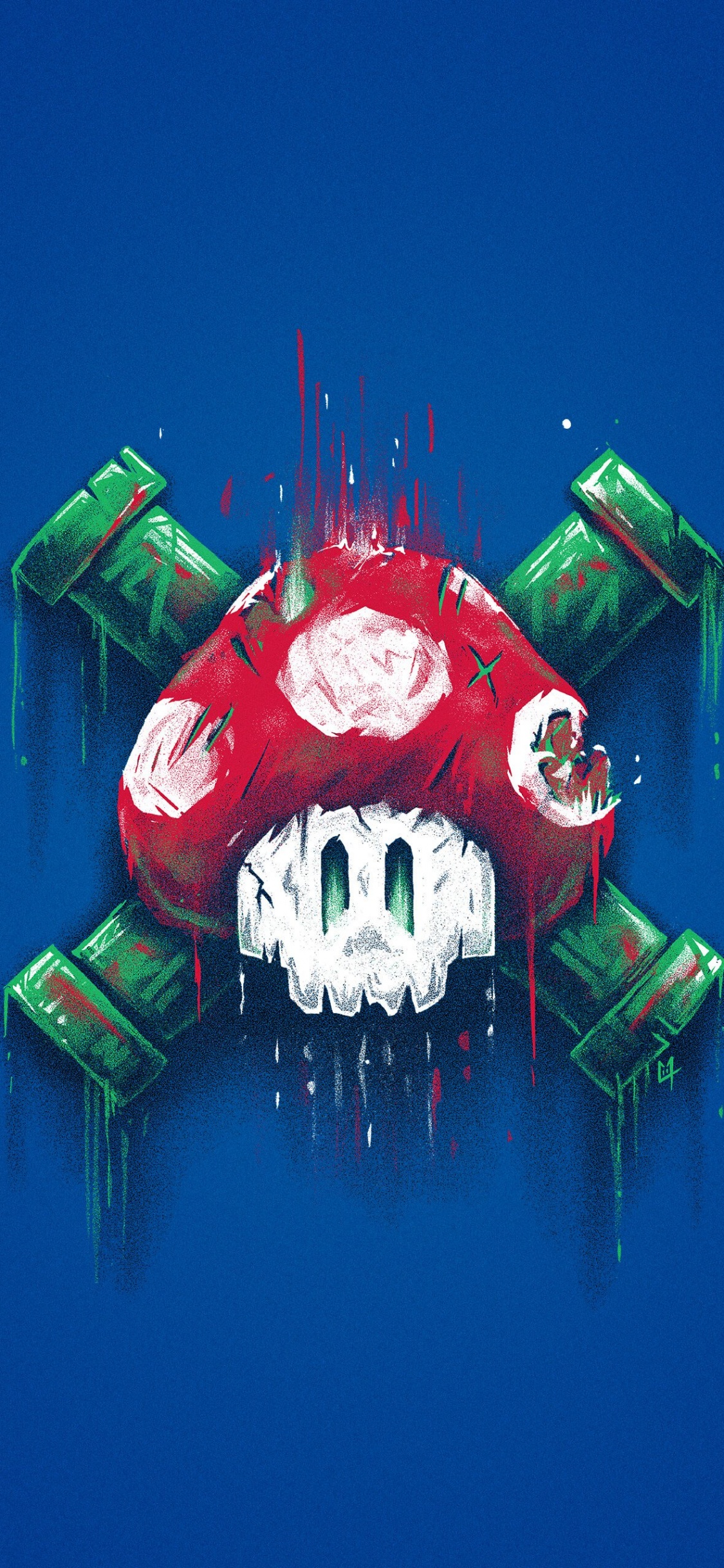 Обои марио грибной череп, супер Марио брос, футболка, царство грибов, Нинтендо в разрешении 1125x2436