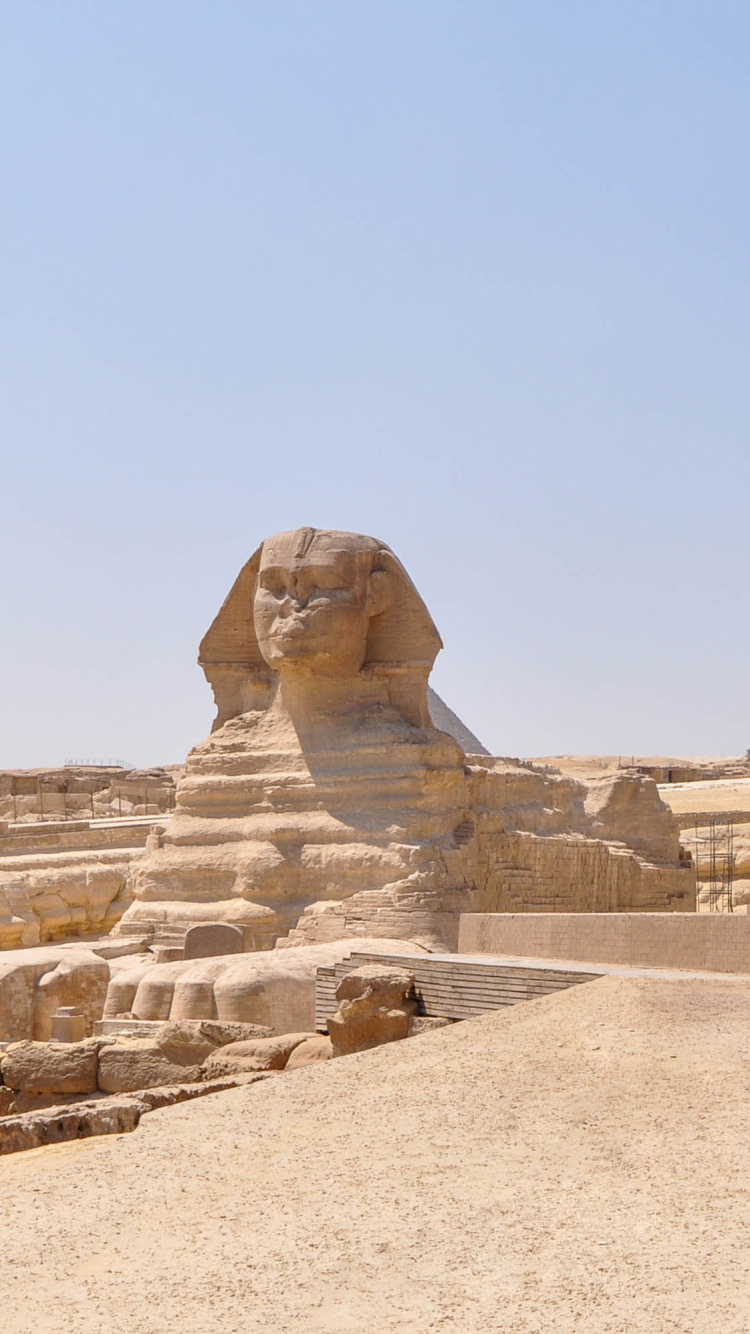 Обои Великий Сфинкс Гизы, египетская пирамида, пирамида, историческое место, памятник в разрешении 750x1334