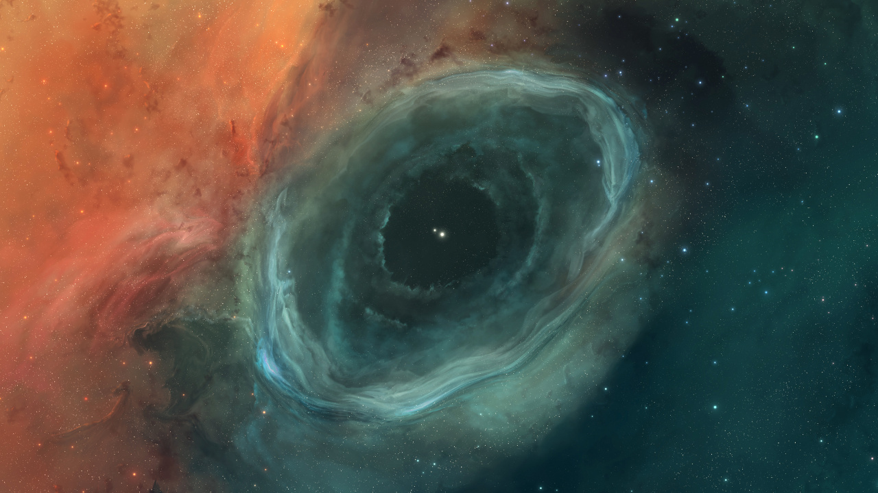 Обои космос, туманность, космическое пространство, атмосфера, яблоко в разрешении 1280x720