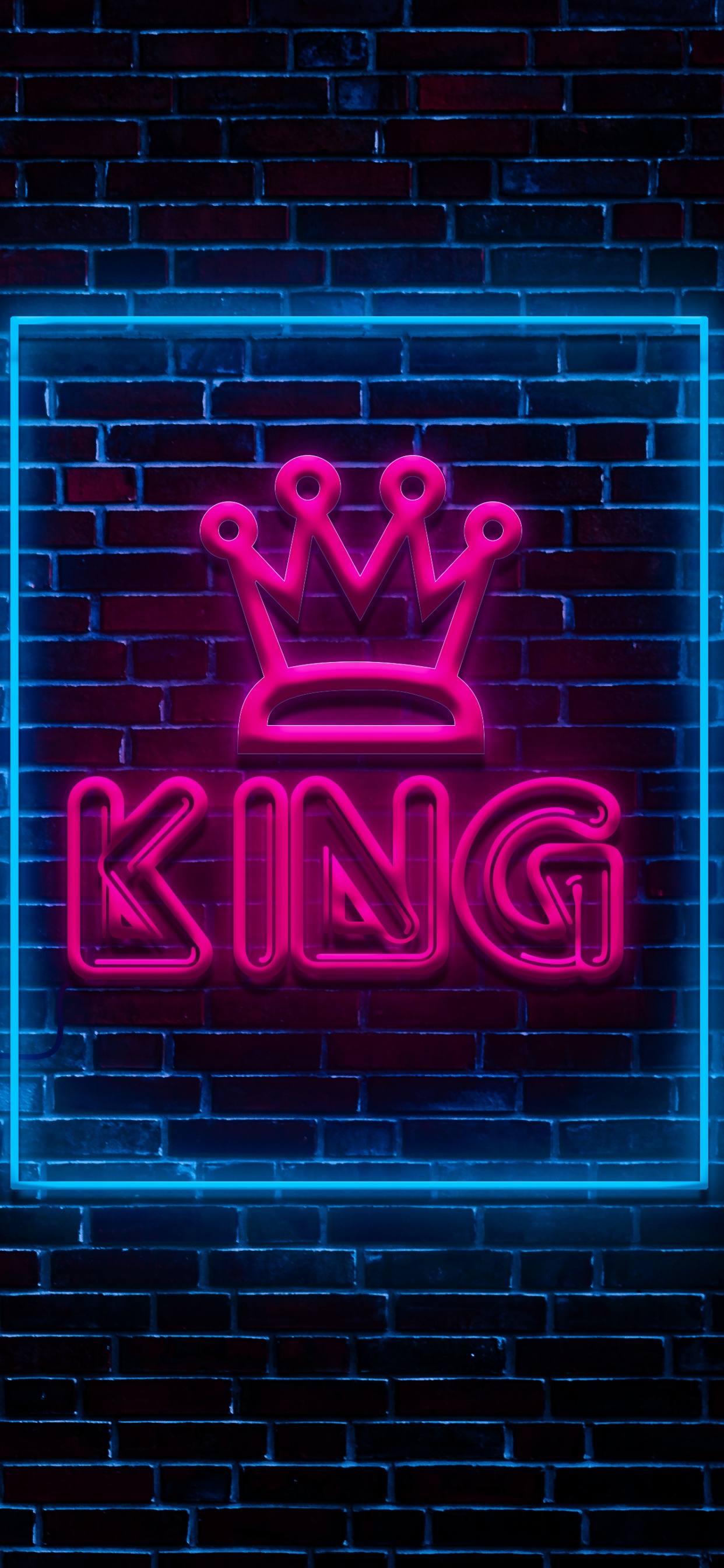 Обои неоновый король логотип, неоновая вывеска, неон, неоновое освещение, свет в разрешении 1242x2688