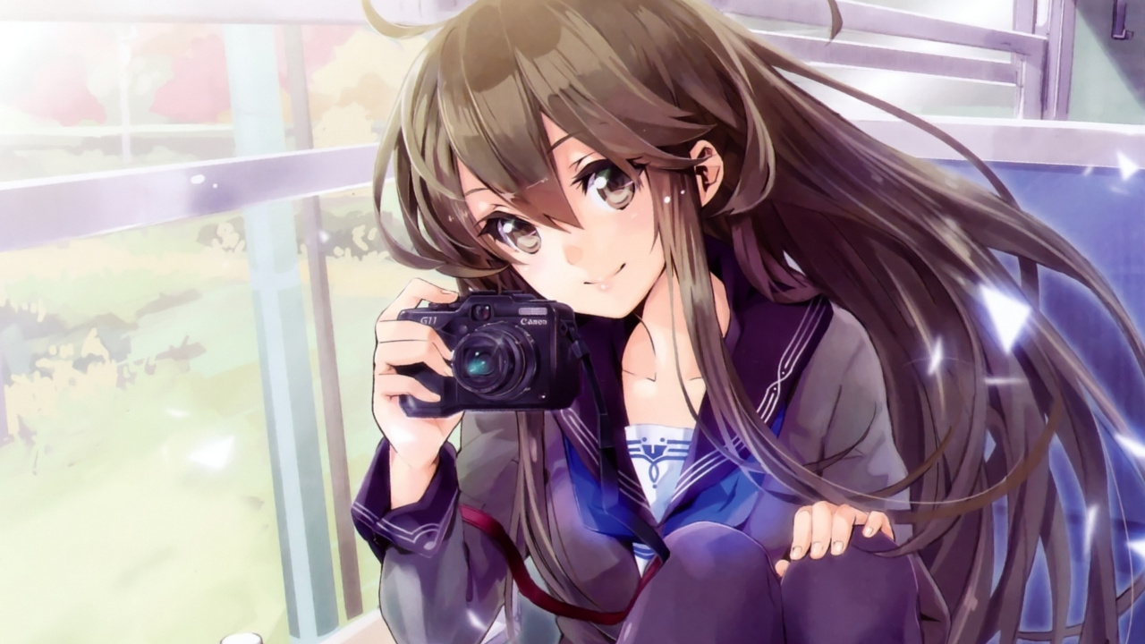 Обои аниме, арт, мультфильм, длинные волосы, каштановые волосы в разрешении 1280x720