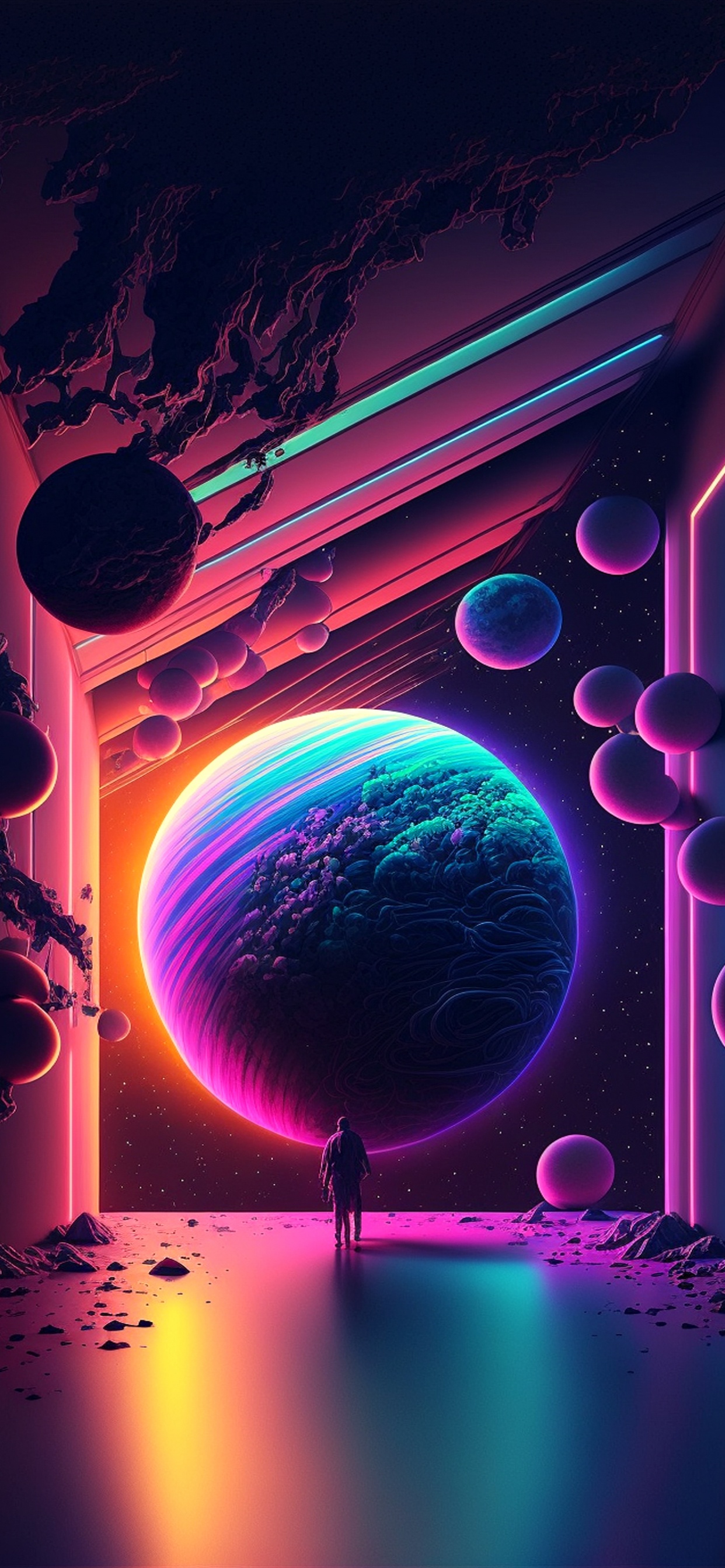 Обои свет, графический дизайн, фрактальное искусство, арт, дизайн в разрешении 1242x2688