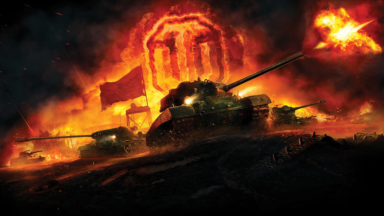 Обои world of tanks, world of warplanes, гром войны, wargaming, огонь в разрешении 1280x720