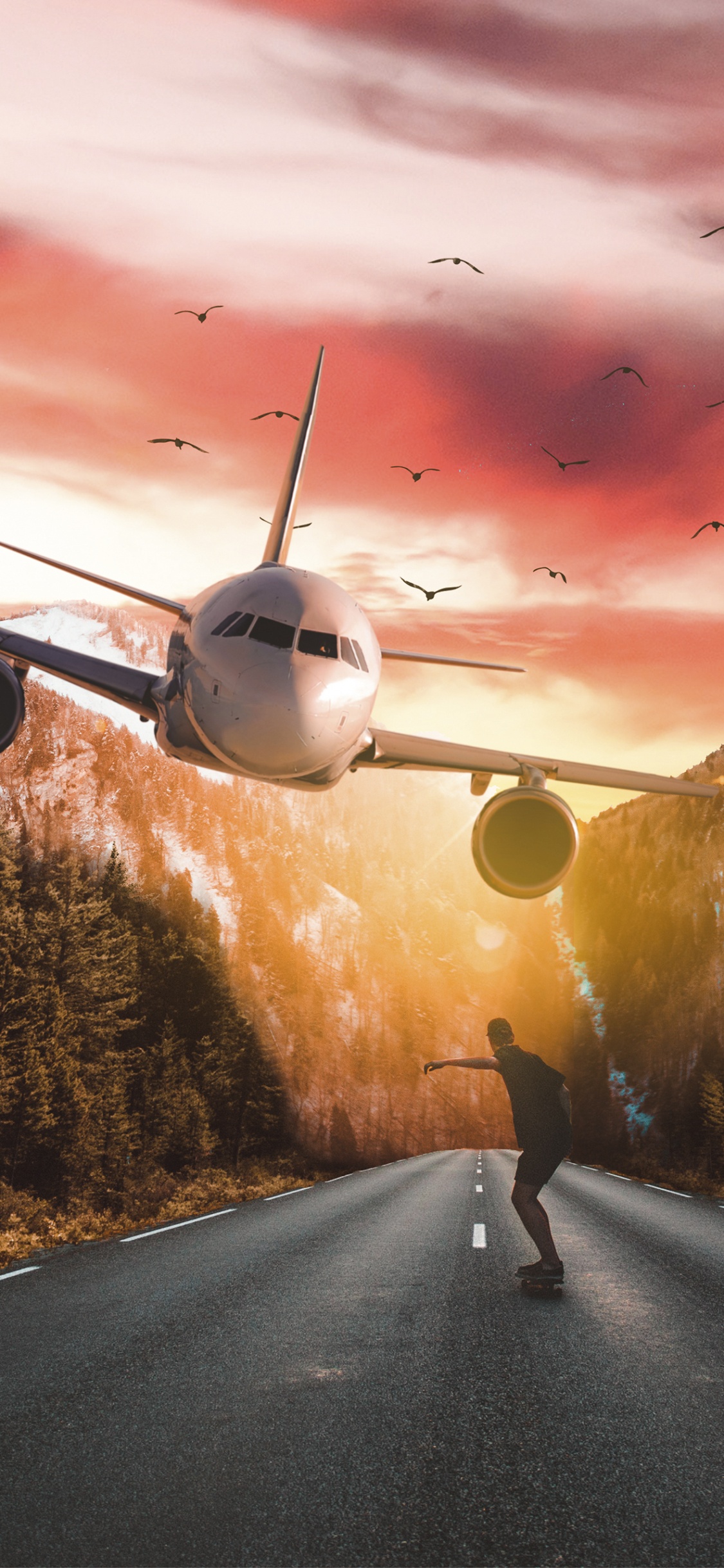 Обои самолет, самолеты, полет, реактивный самолет, авиация в разрешении 1125x2436