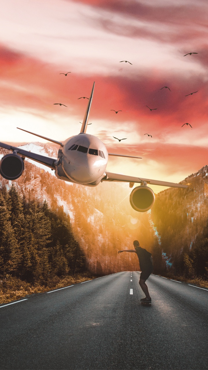 Обои самолет, самолеты, полет, реактивный самолет, авиация в разрешении 720x1280