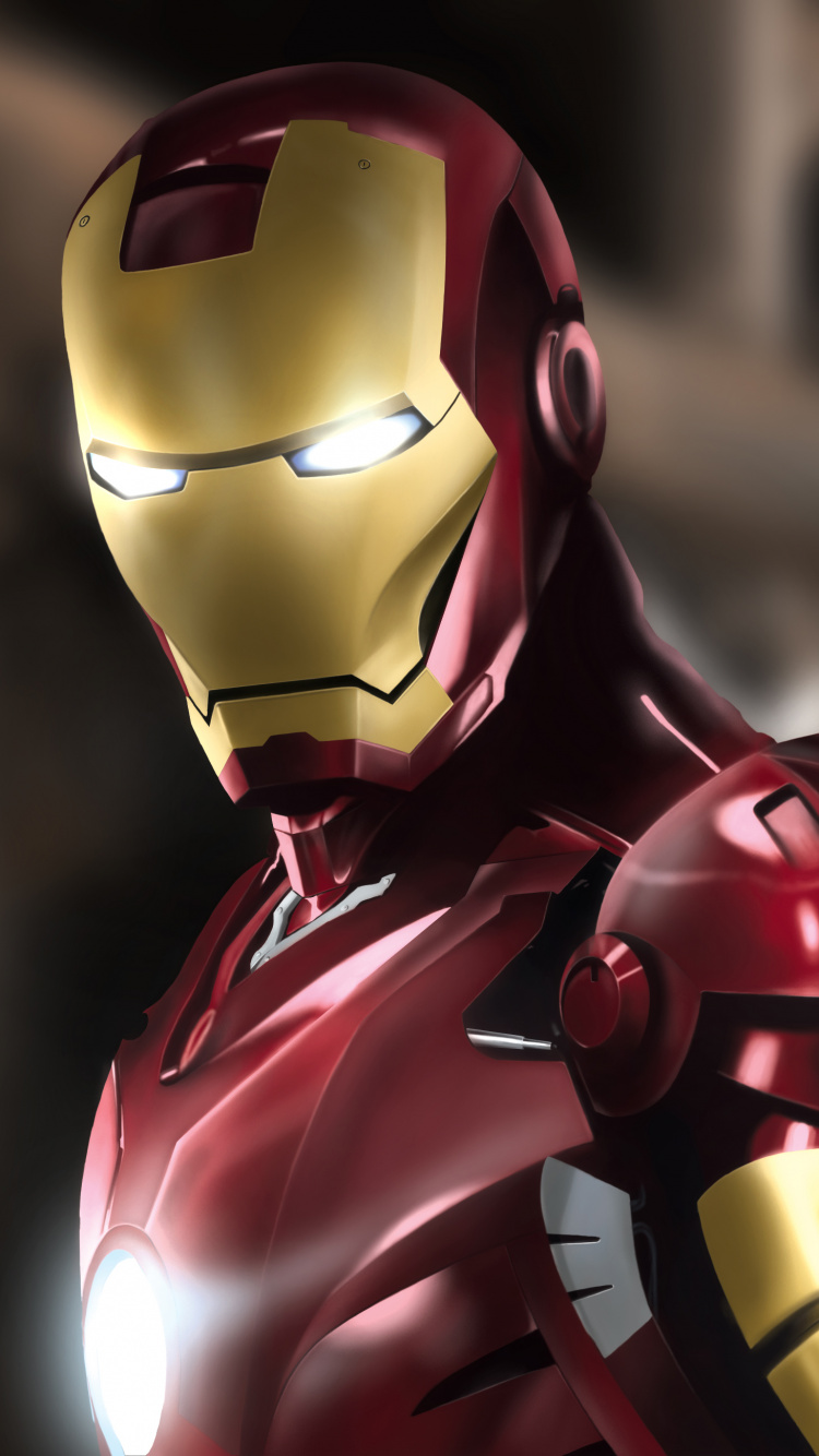 Обои иллюстрация, арт, Железный человек, супергерой, костюм актера в разрешении 750x1334