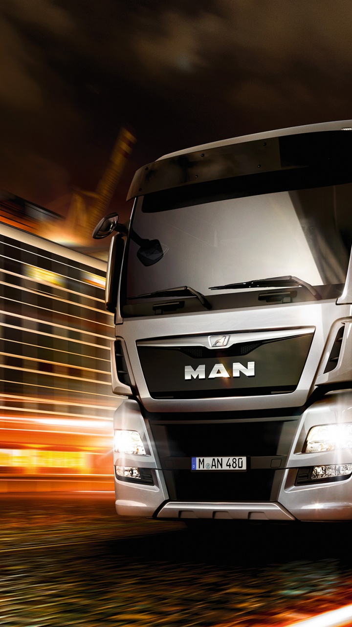Обои МАН, МАН TGX, Скания АБ, Человек автобус грузовик, грузовик в разрешении 720x1280