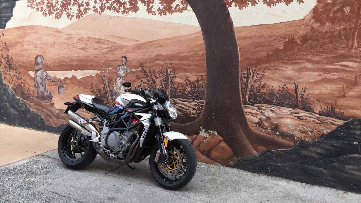 Обои милливольт agusta brutale, авто, mv agusta, мотоцикл, мотоспорт в разрешении 1366x768