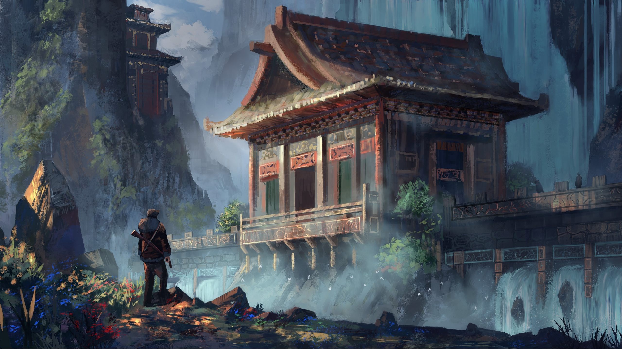 Обои uncharted drakes fortune, Uncharted 2 среди воров, нейтан Дрейк, концепт арт, арт в разрешении 2560x1440