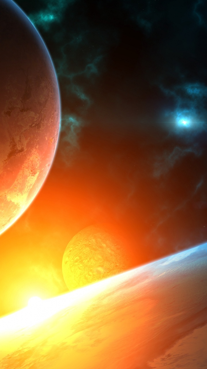 Обои атмосфера, космическое пространство, астрономический объект, свет, планета в разрешении 720x1280