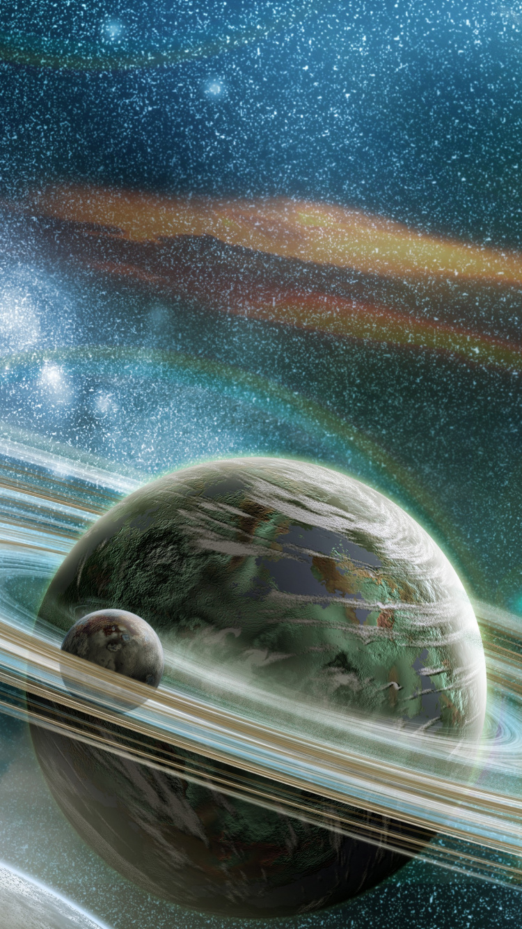 Обои земля, система колец, планета, космос, космическое пространство в разрешении 750x1334