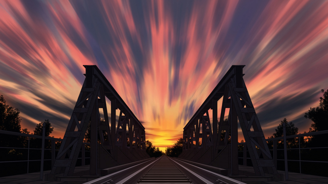 Обои закат, красный цвет, послесвечение, Апельсин, сумрак в разрешении 1280x720