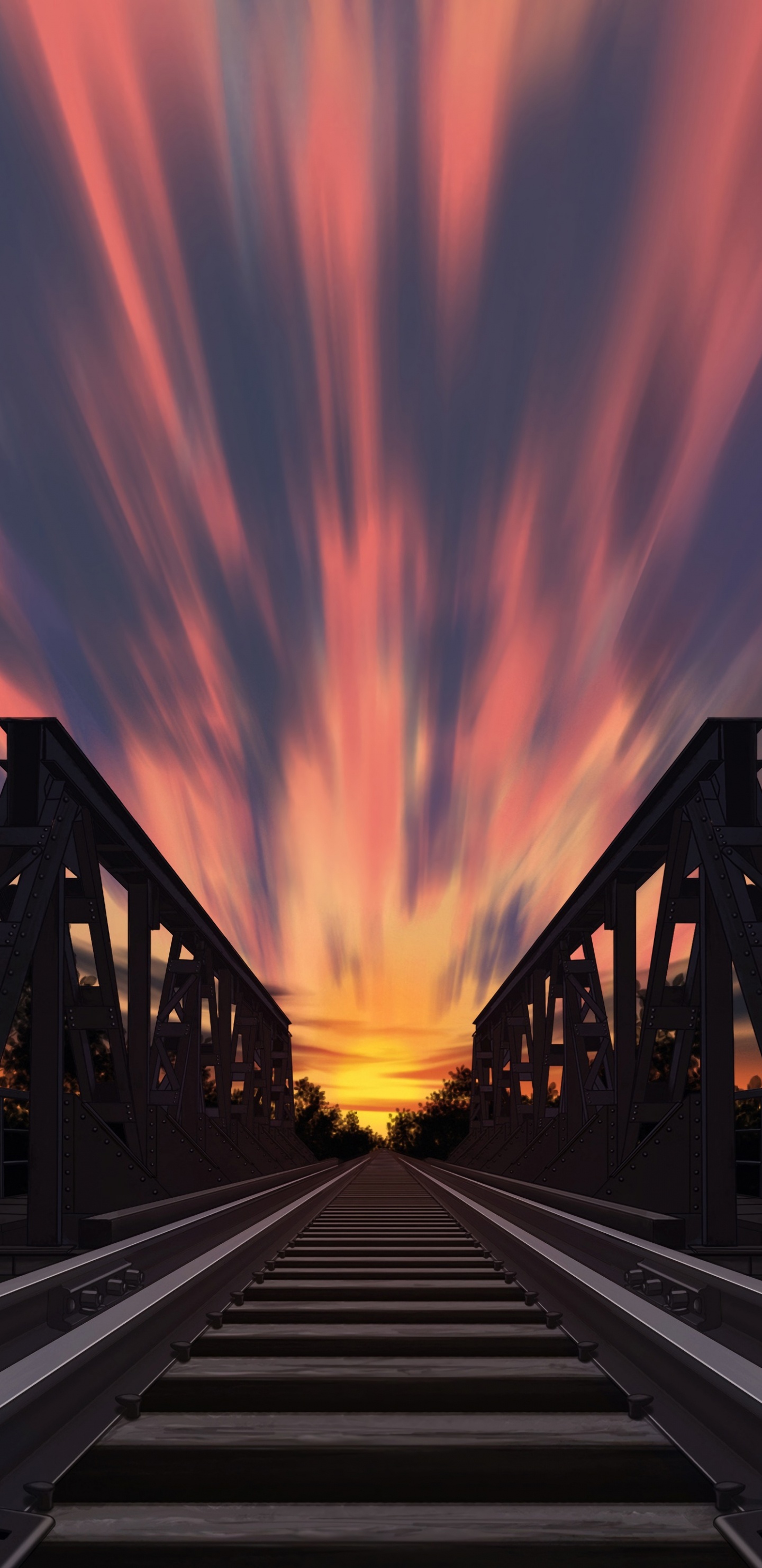 Обои закат, красный цвет, послесвечение, Апельсин, сумрак в разрешении 1440x2960