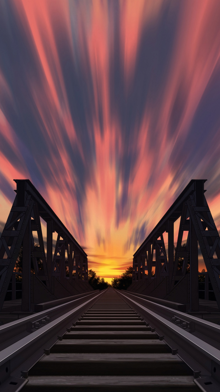 Обои закат, красный цвет, послесвечение, Апельсин, сумрак в разрешении 750x1334