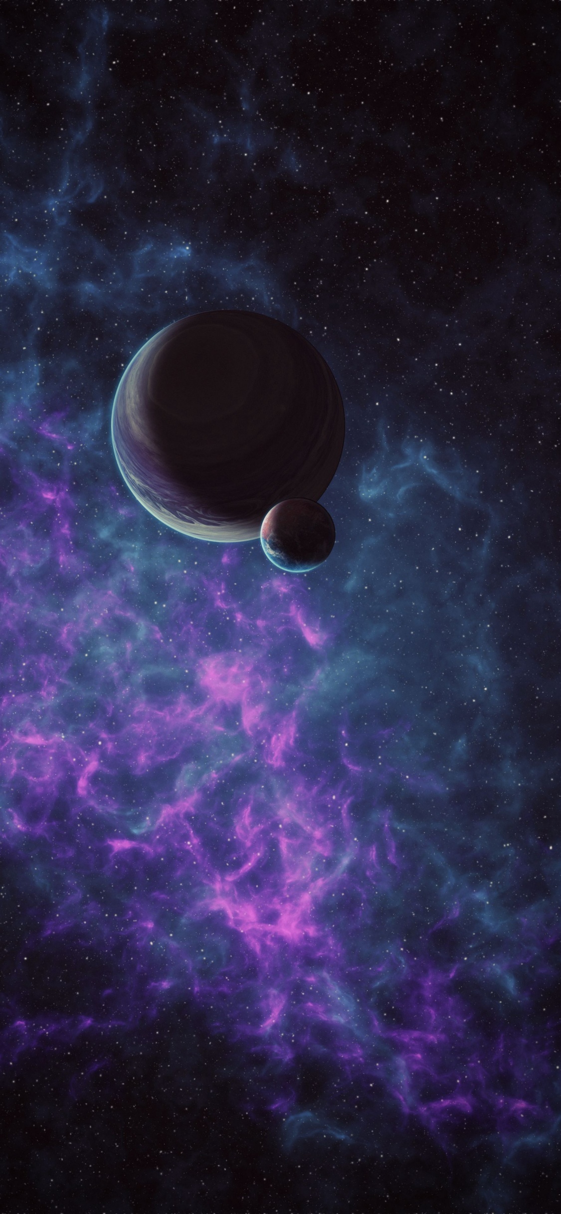 Обои космос, космическое пространство, атмосфера, астрономический объект, пурпур в разрешении 1125x2436