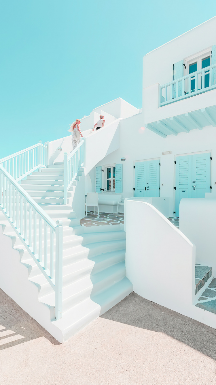 Обои архитектура, лазурный, здание, тень, городской дизайн в разрешении 750x1334